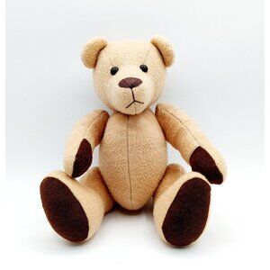 Vintage Jointed Teddy Bear 11" Plush Brown Beige Pot Belly Stuffed Animal